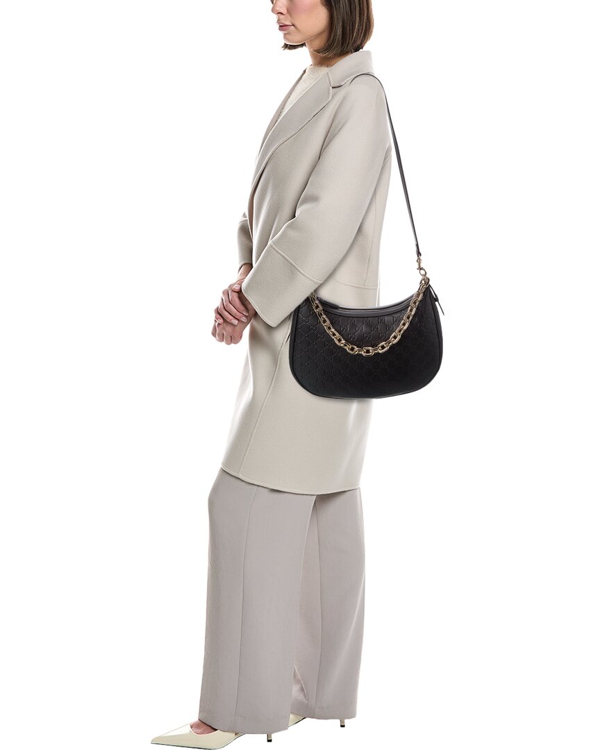 Gucci Gg Emblem Large Leather Hobo Bag