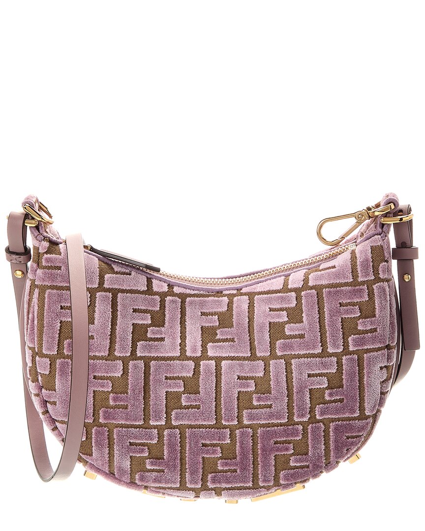 Fendi Handbag graphy Ff Jacquard Velvet & Hobo Bag Leather Pink Mini Leather Hobo Bag