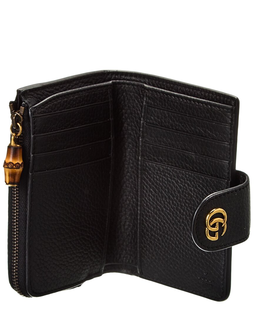 Gucci Double G Medium Leather Card Case, Os, Black