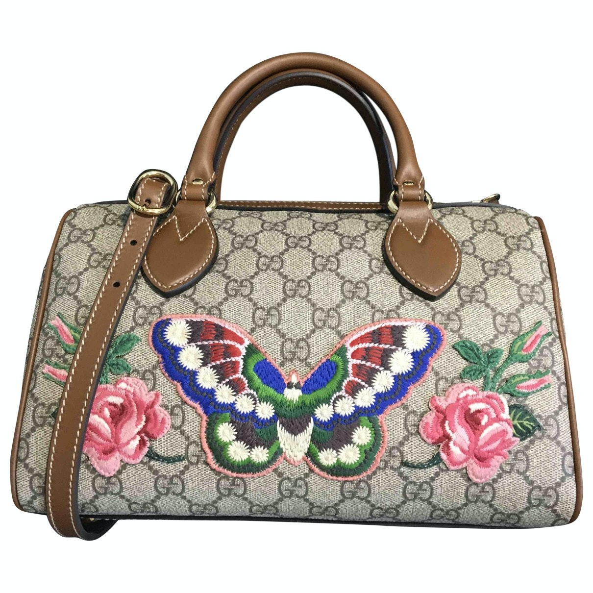 Gucci boston beige cloth handbag