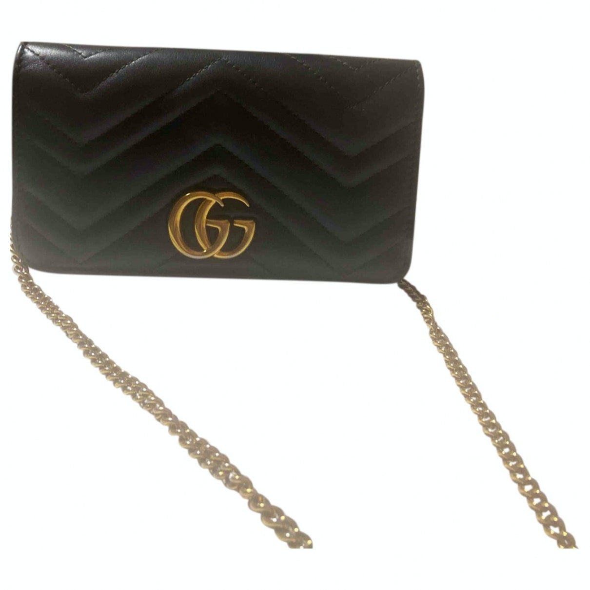 Gucci marmont black patent leather handbag