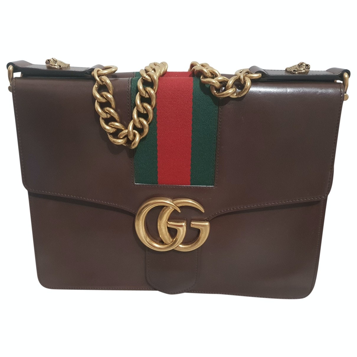 Gucci marmont brown leather handbag