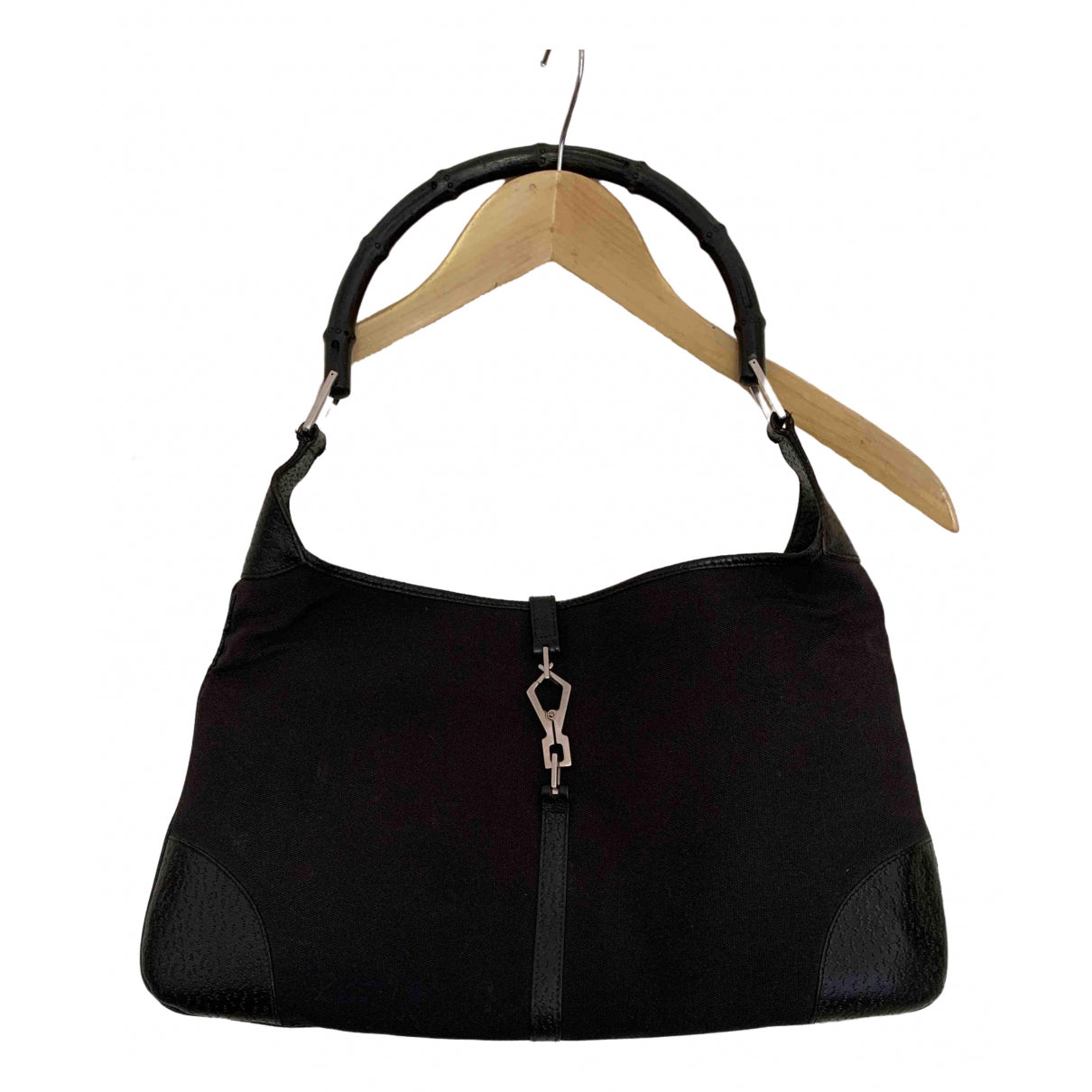 Gucci bamboo black cotton handbag