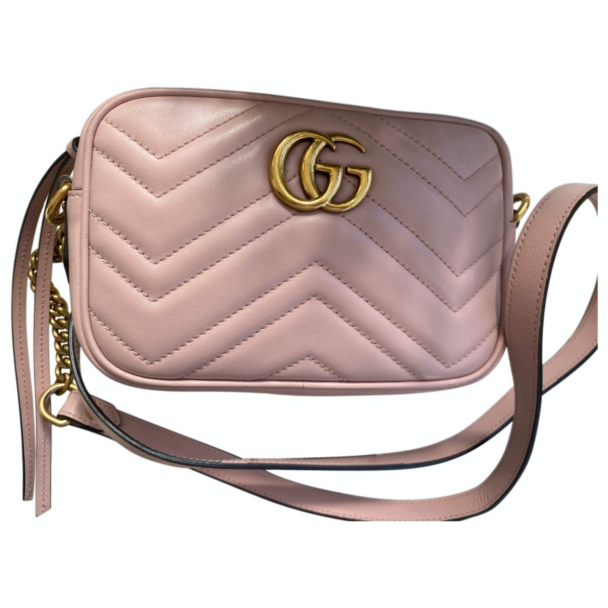 Gucci marmont pink leather handbag