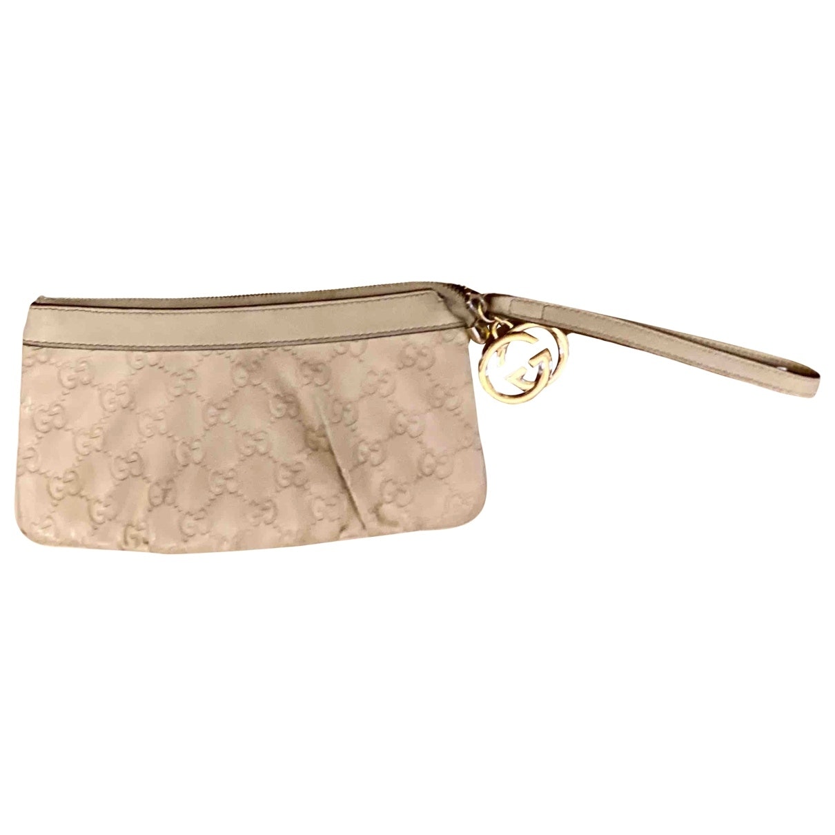 Gucci beige leather clutch bag