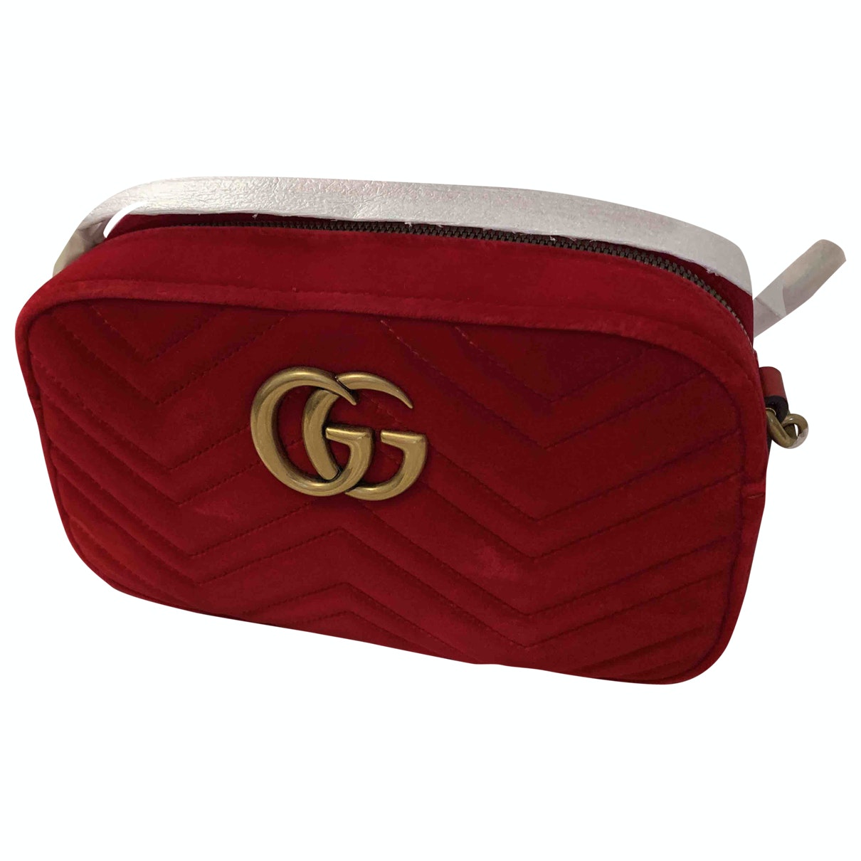 Gucci marmont red velvet handbag