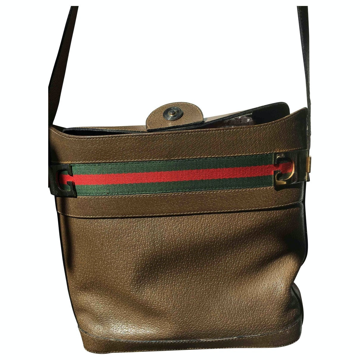 Gucci khaki leather handbag