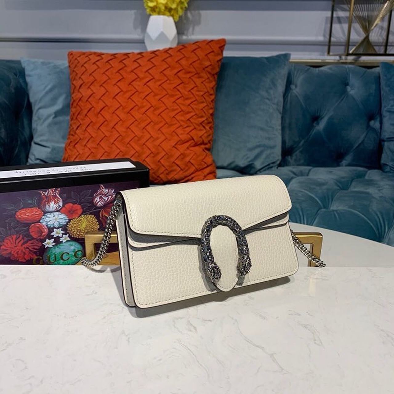 gg Dionysus Super Emerald Metal-Free White Mini Bag