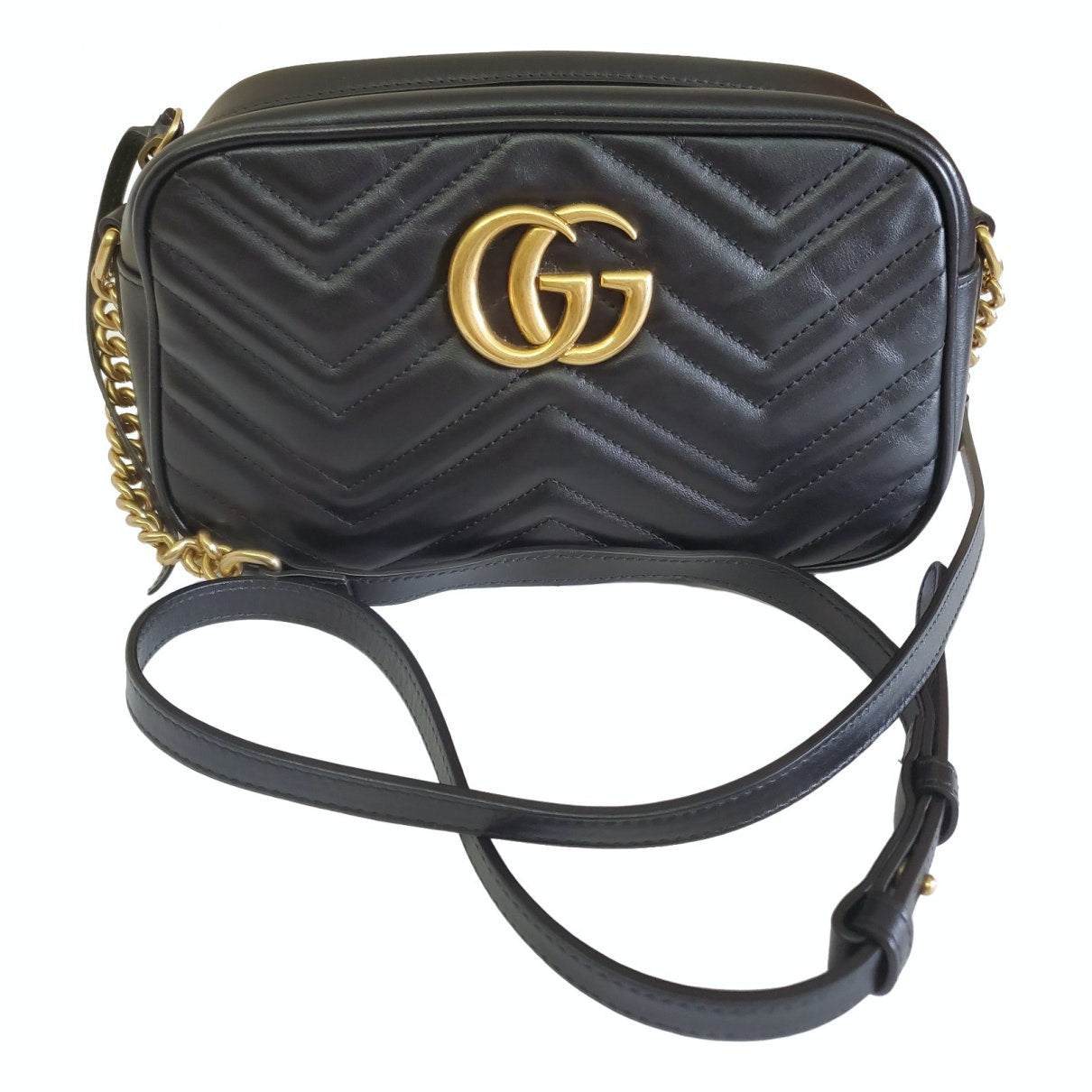 Gucci marmont black leather handbag