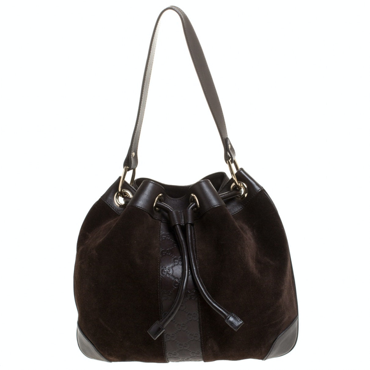 Gucci hobo brown leather handbag