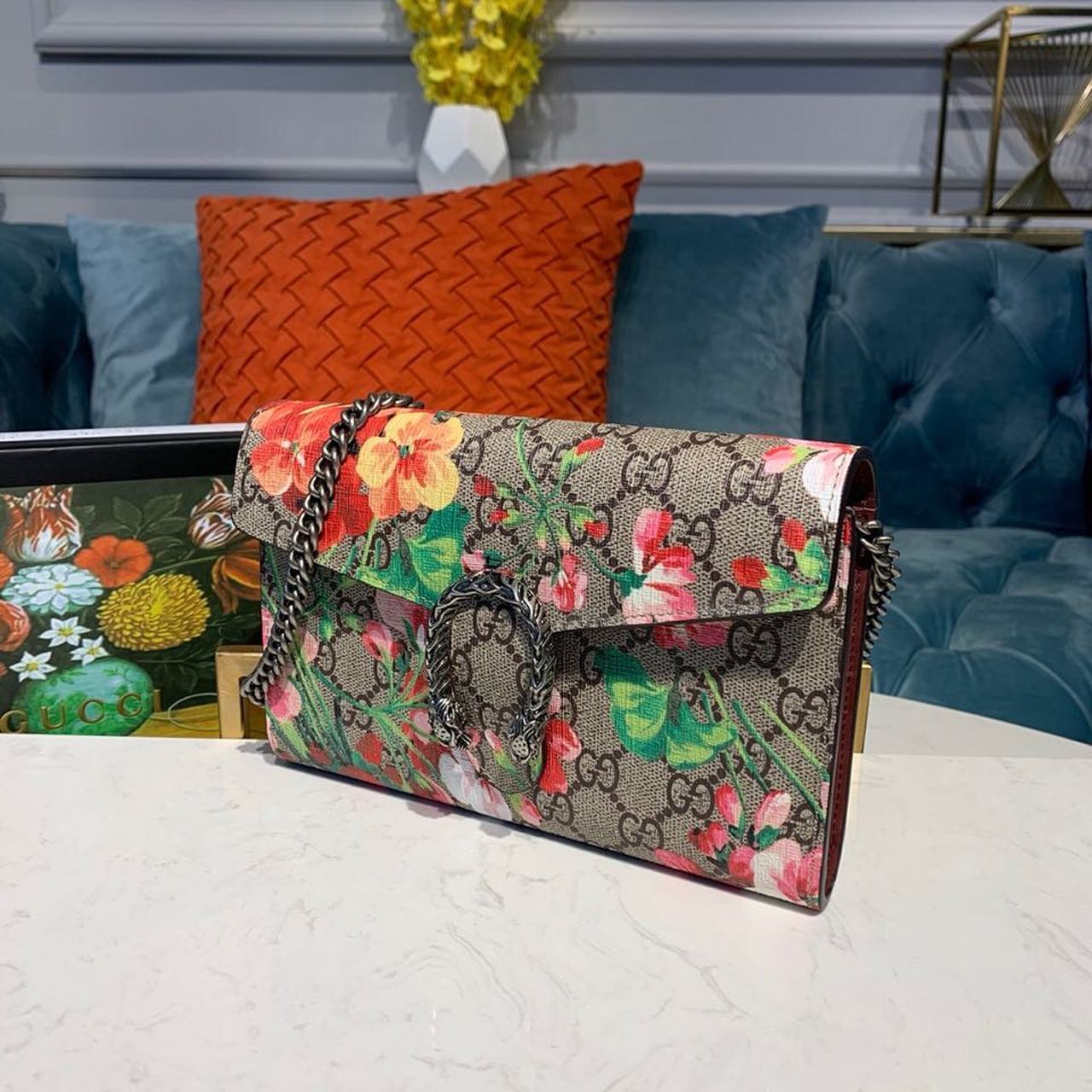 gg Floral WOC Dionysus 20cm Leather Calfskin Crossbody Bag