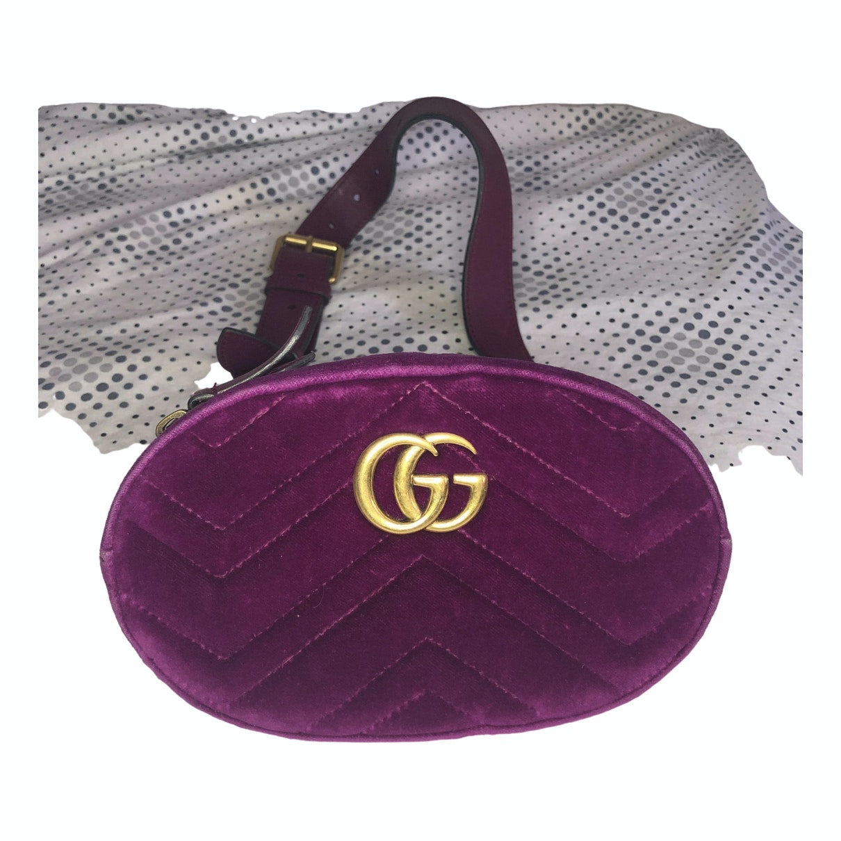 Gucci marmont purple velvet clutch bag