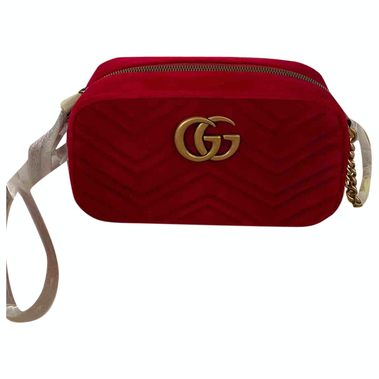 Gucci marmont red velvet handbag