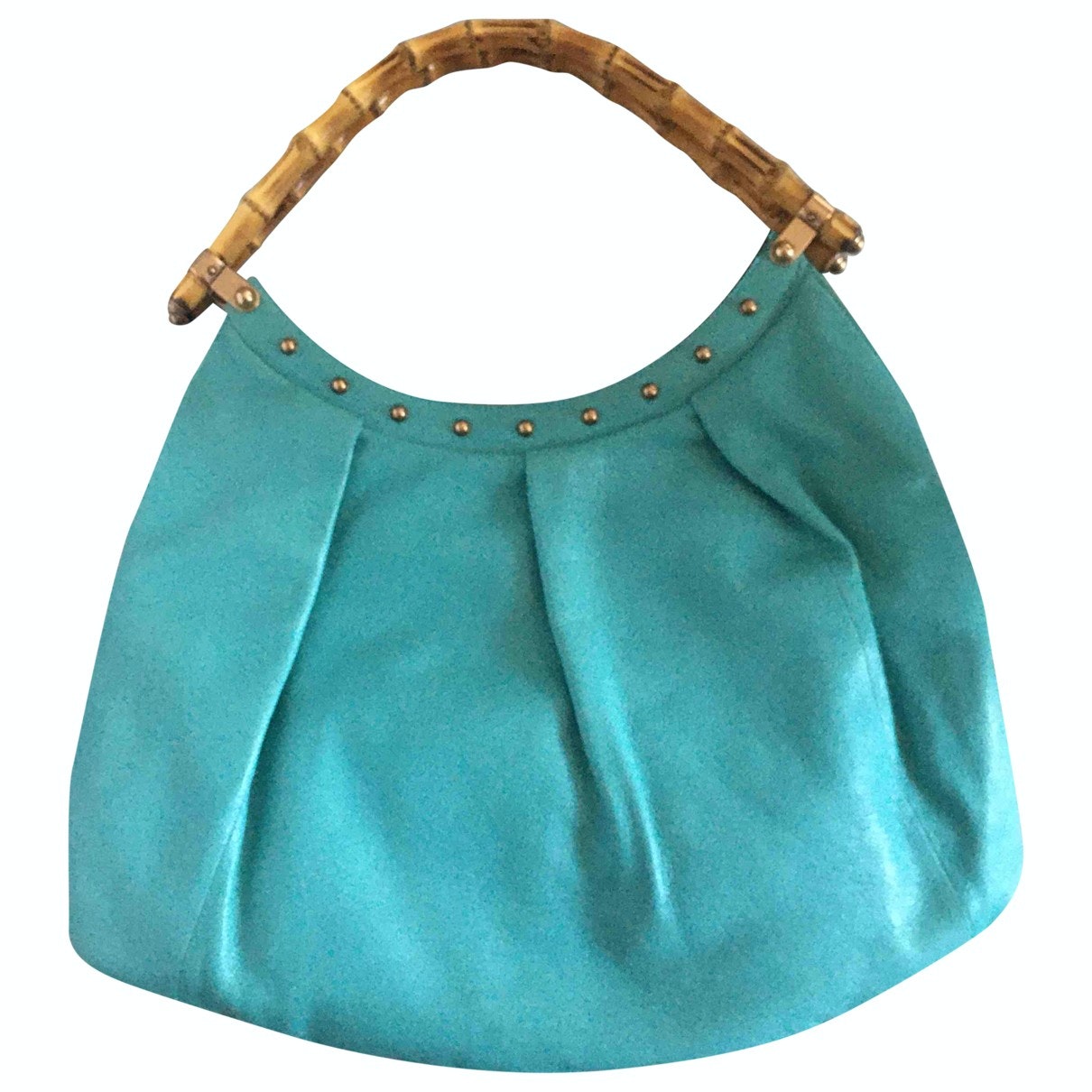 Gucci bamboo turquoise leather handbag