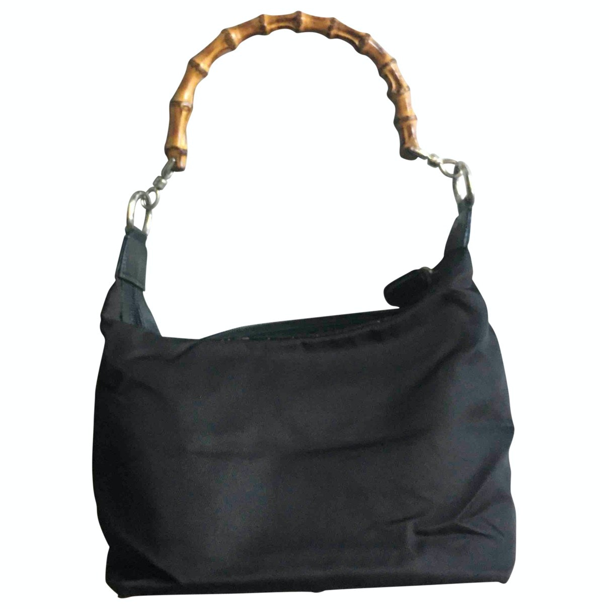 Gucci bamboo black synthetic handbag