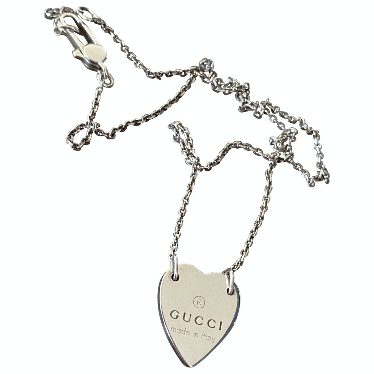 Gucci dog tag silver silver necklaces
