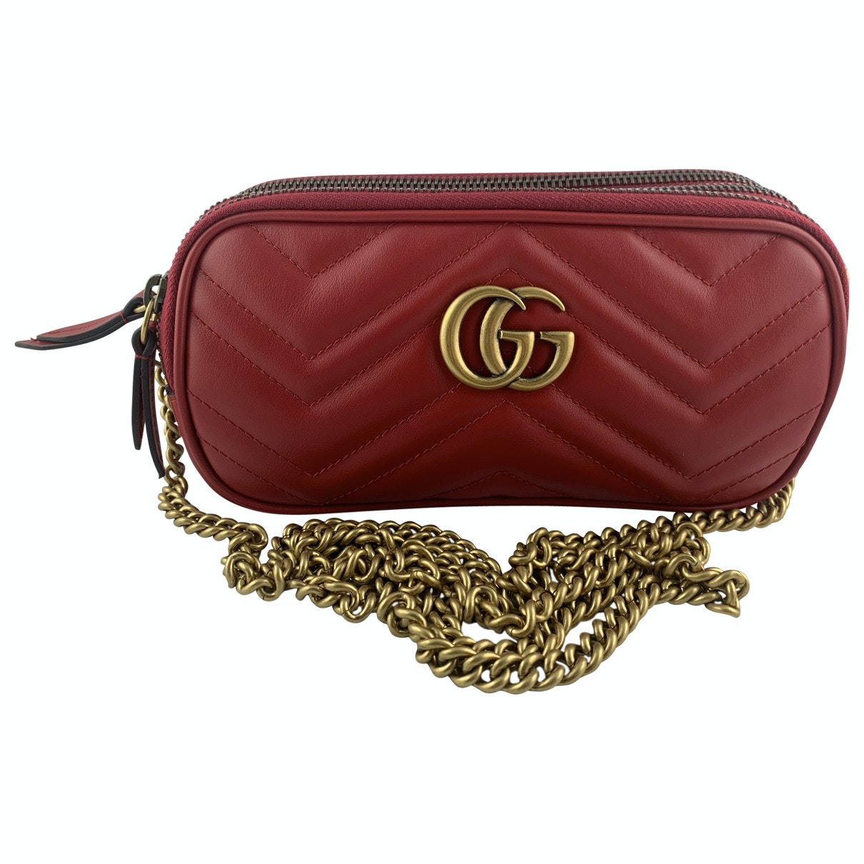 Gucci marmont red leather handbag