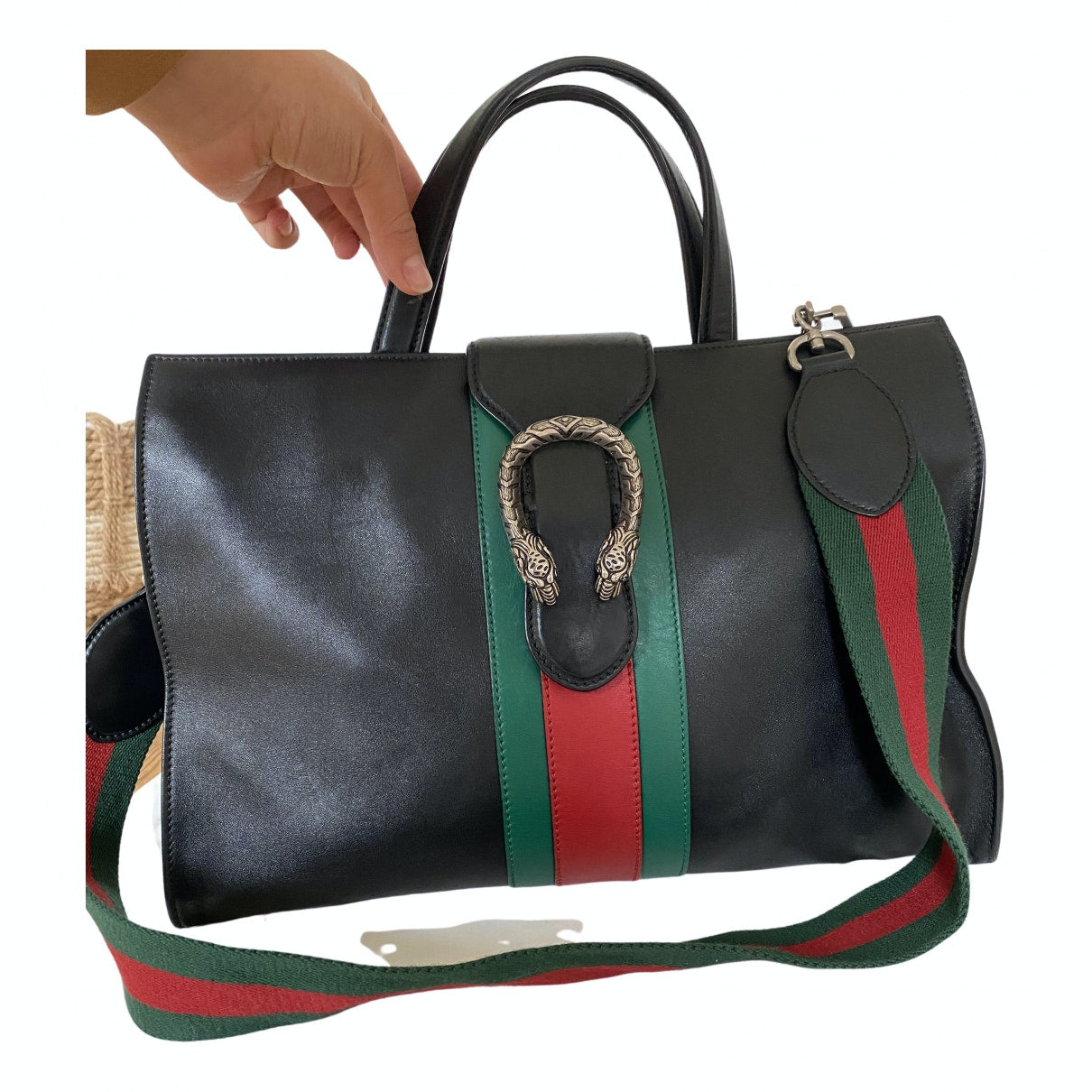Gucci dionysus black leather handbag