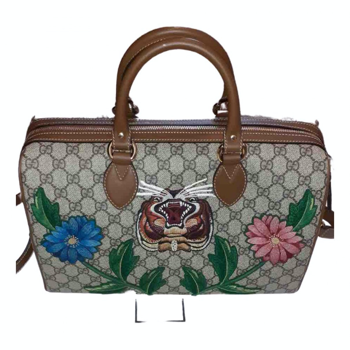 Gucci boston brown cloth handbag