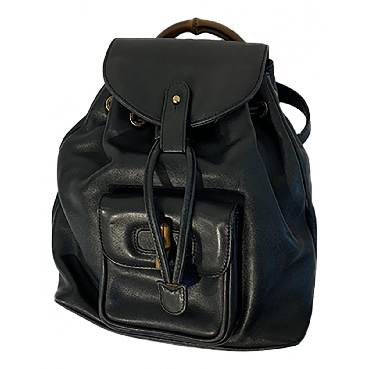 Gucci bamboo black leather backpacks