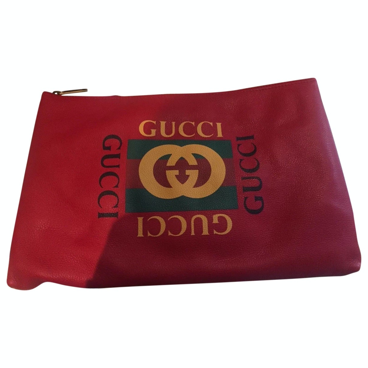 Gucci red leather clutch bag