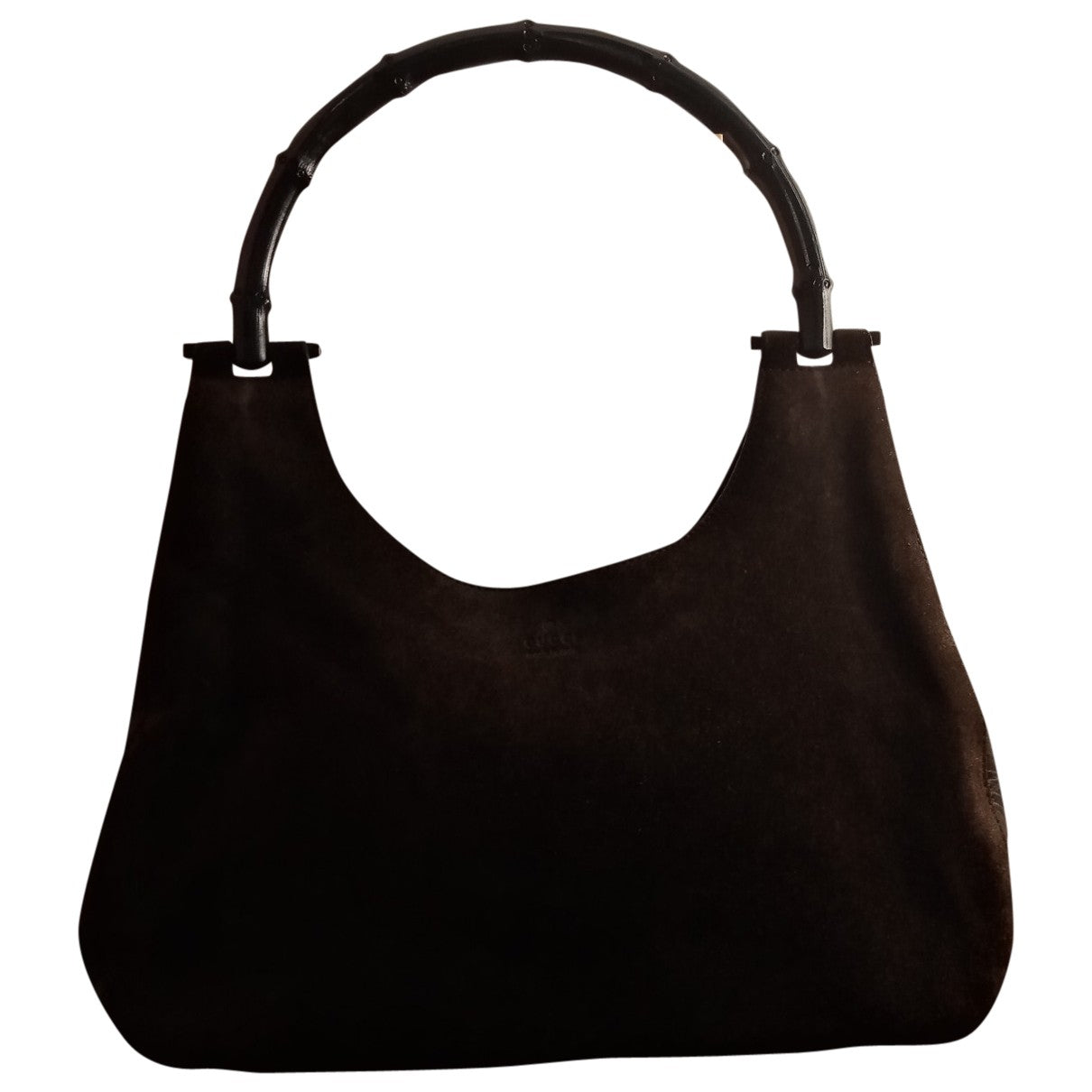Gucci bamboo brown suede handbag