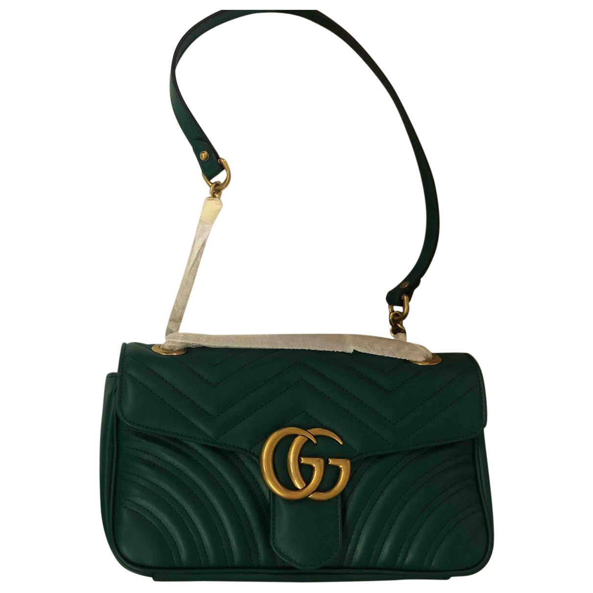Gucci marmont green leather handbag