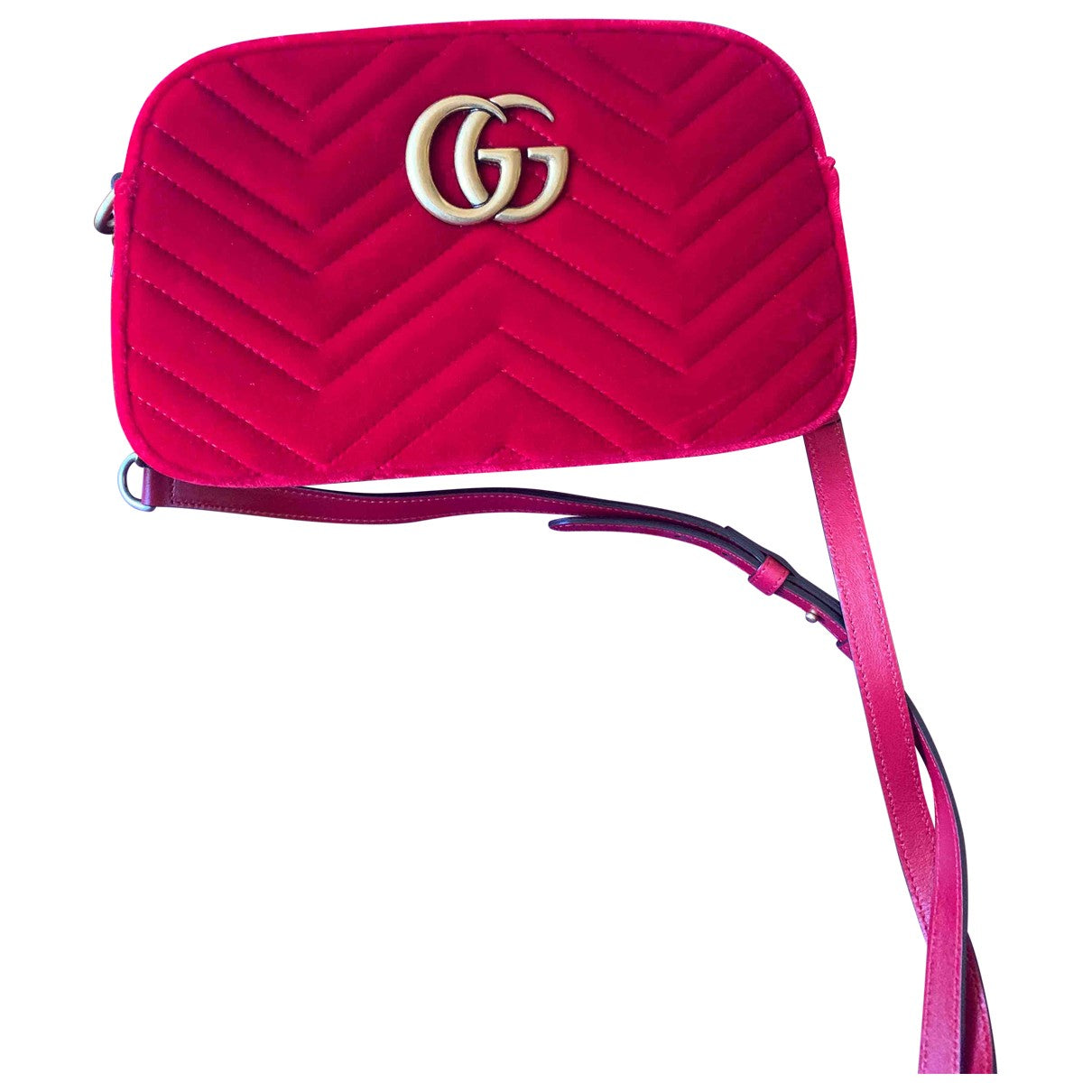 Gucci marmont red suede handbag