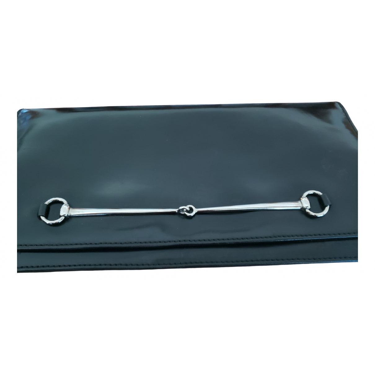 Gucci black patent leather clutch bag