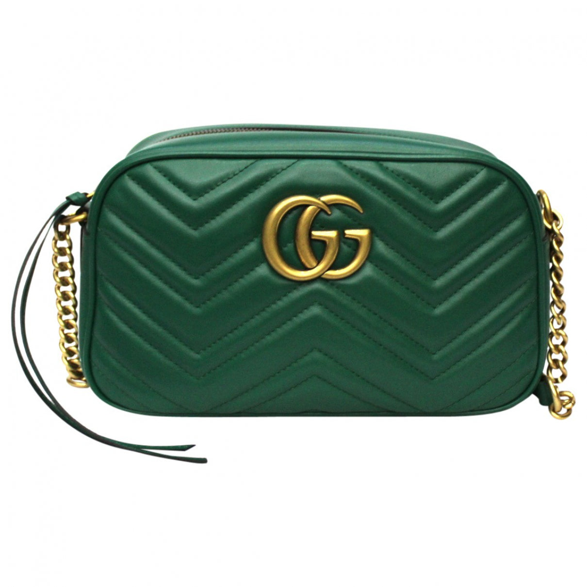 Gucci marmont green leather handbag