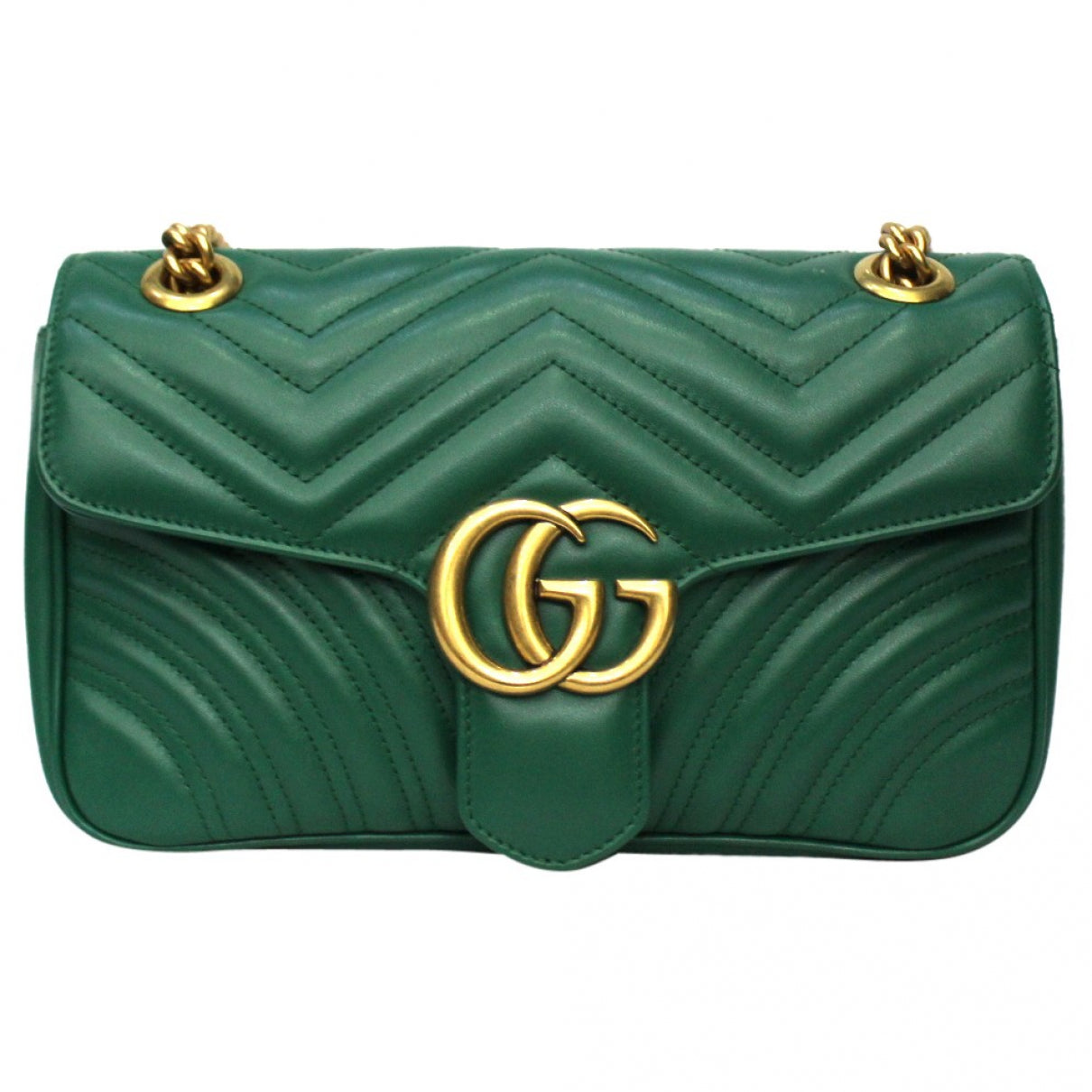Gucci marmont green leather handbag