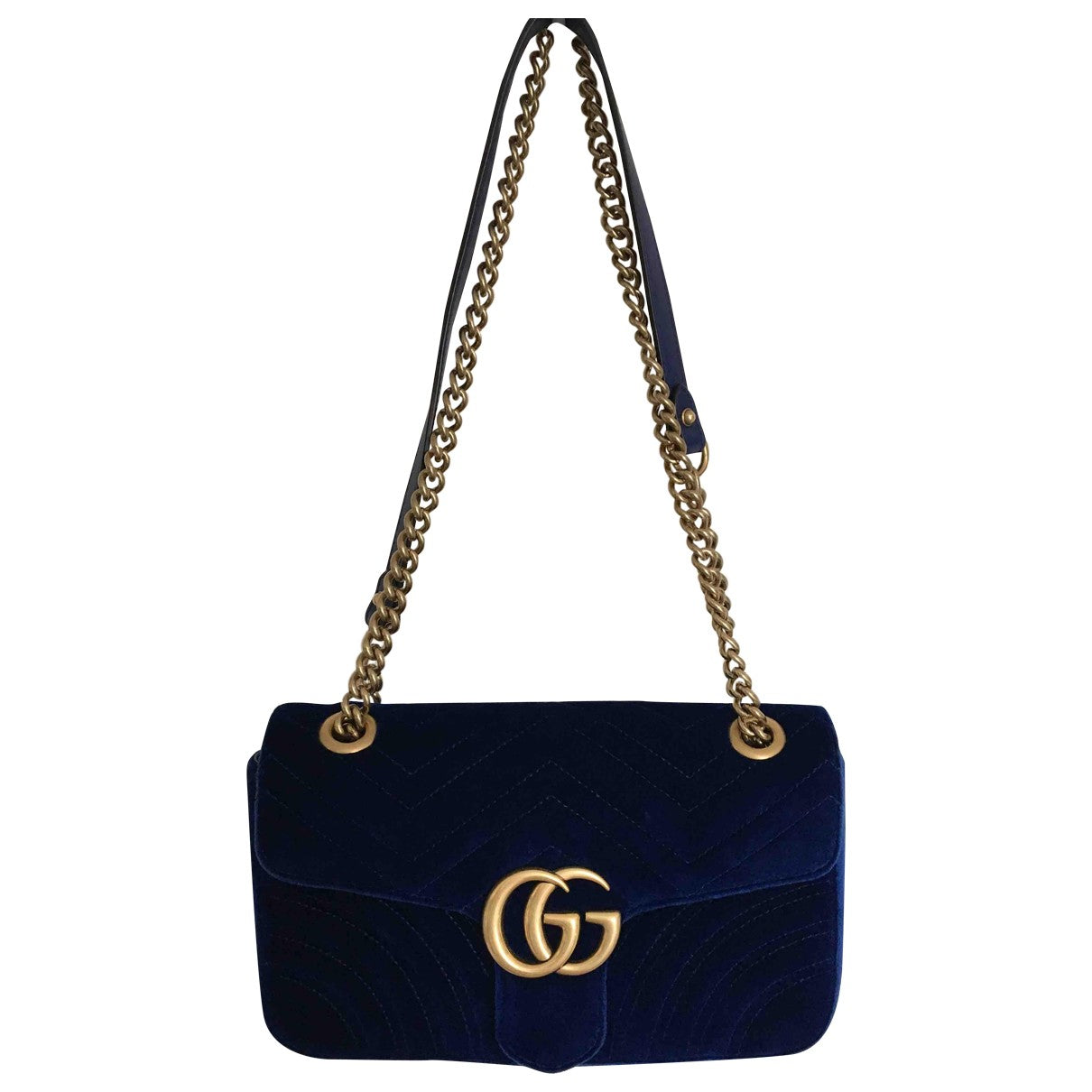 Gucci marmont blue velvet handbag