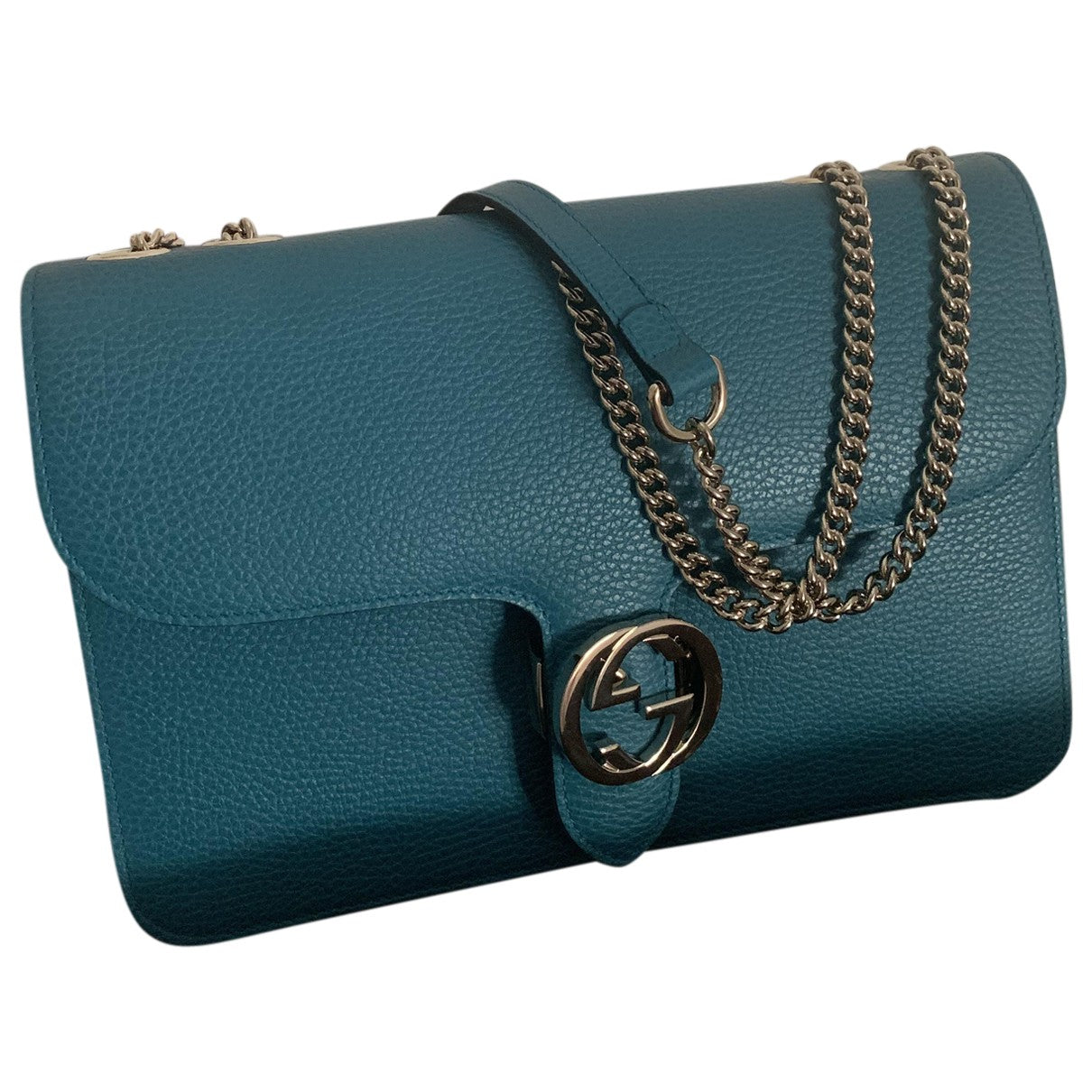 Gucci interlocking turquoise leather handbag