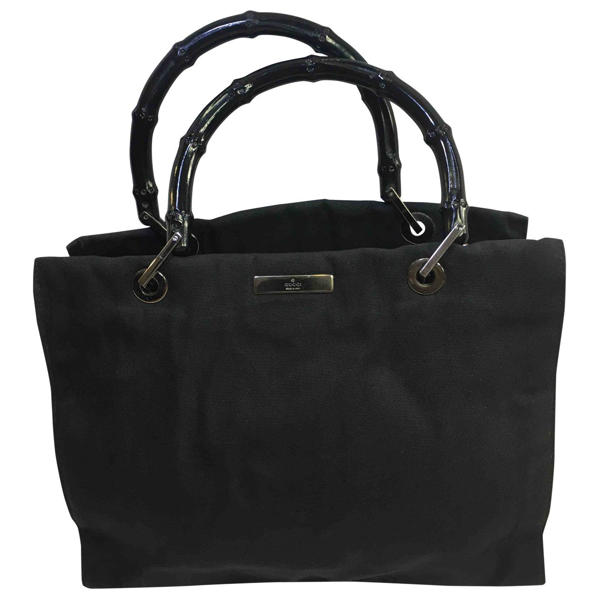 Gucci bamboo black cloth handbag
