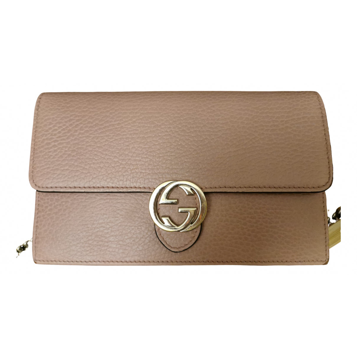 Gucci interlocking pink leather clutch bag