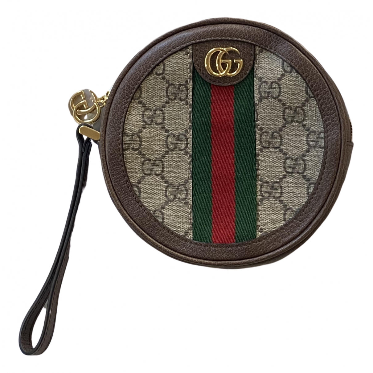Gucci ophidia brown cloth clutch bag