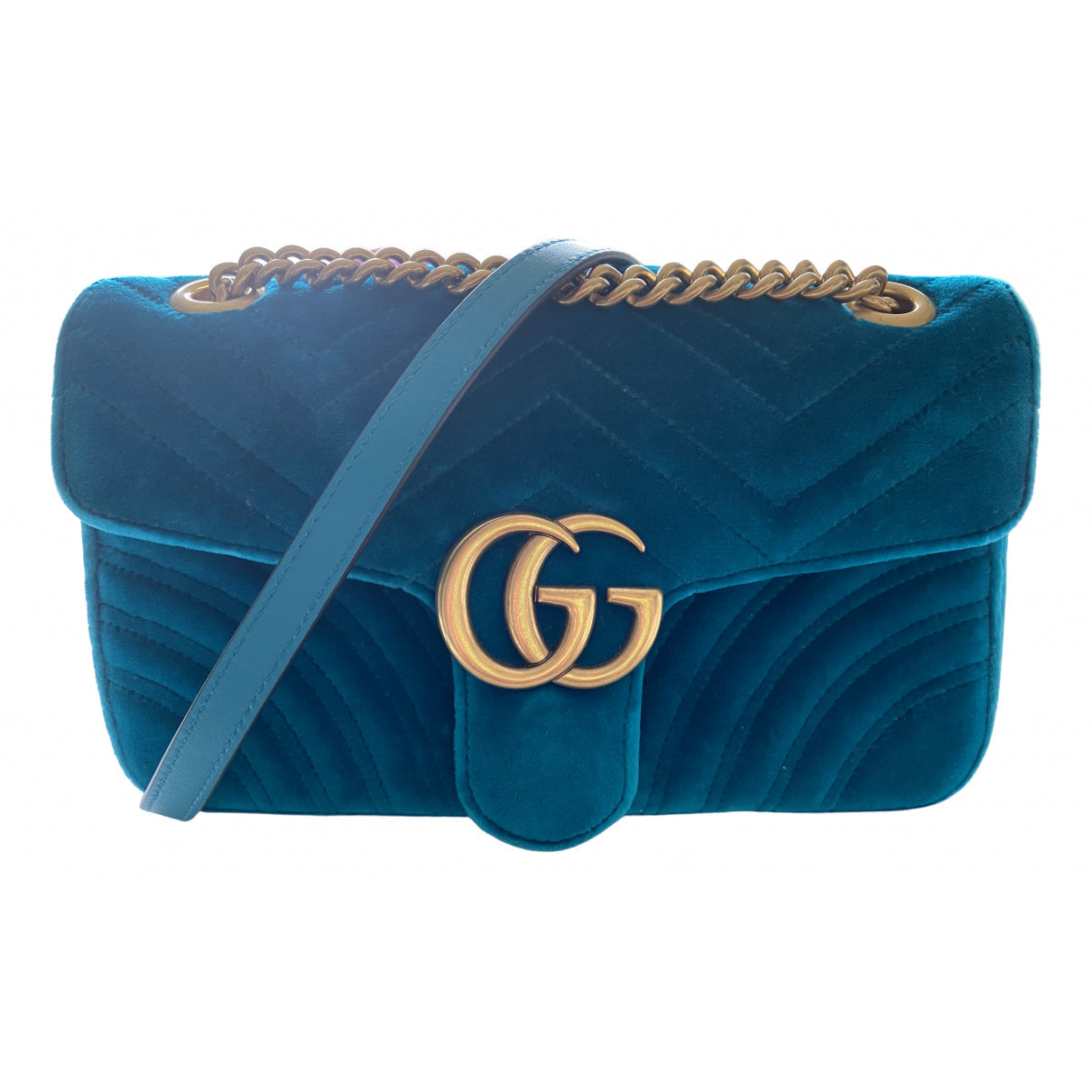 Gucci marmont turquoise velvet handbag