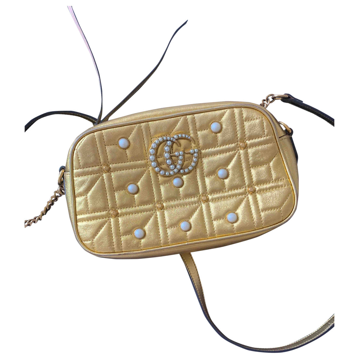 Gucci marmont gold leather handbag