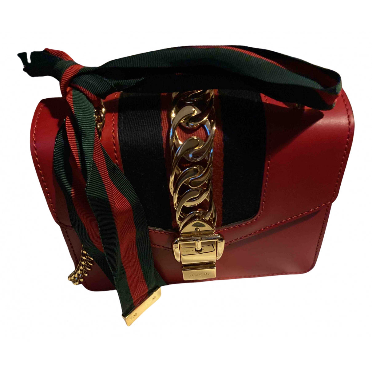 Gucci sylvie red leather handbag