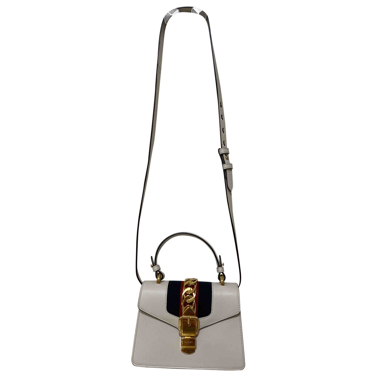 Gucci sylvie white leather handbag