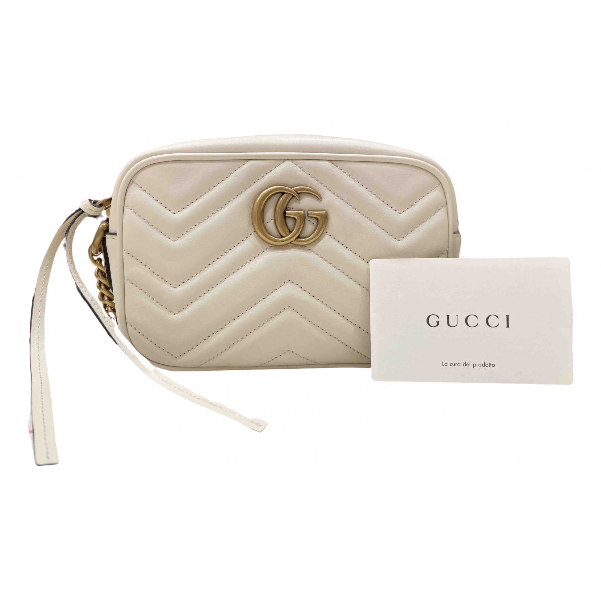 Gucci marmont ecru leather handbag