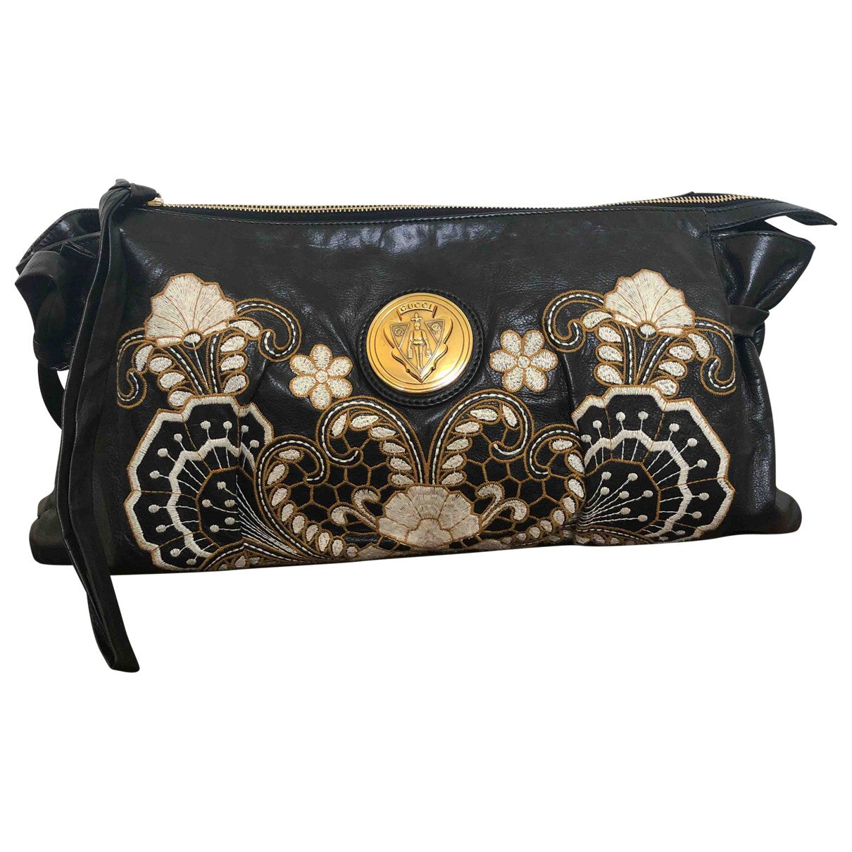 Gucci black leather clutch bag