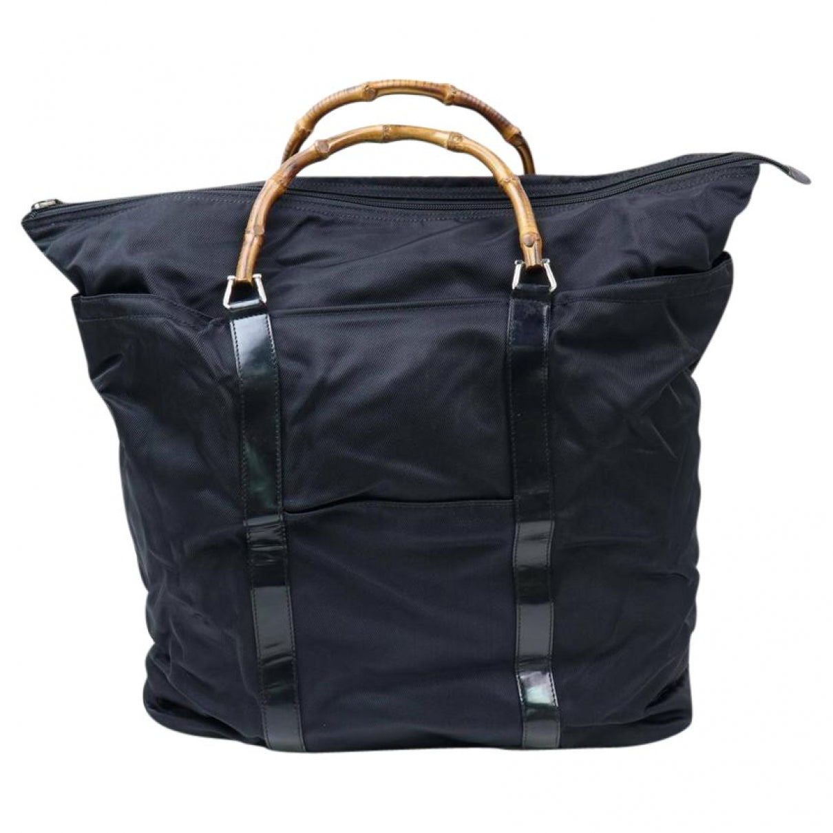 Gucci bamboo black cloth handbag