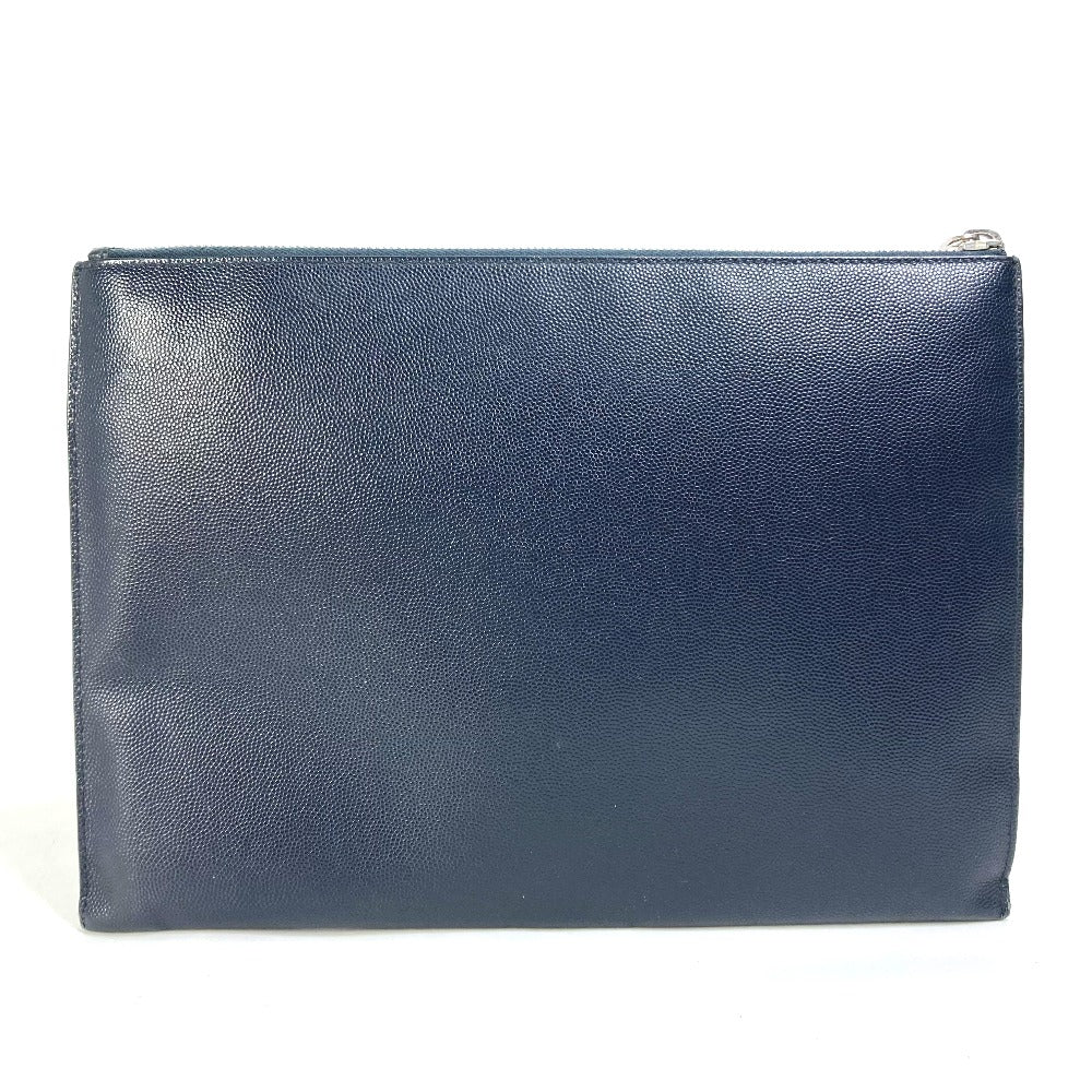 YSL Saint Laurent Saint Paris Clutch Bag Dark Navy Pouch Leather Mini