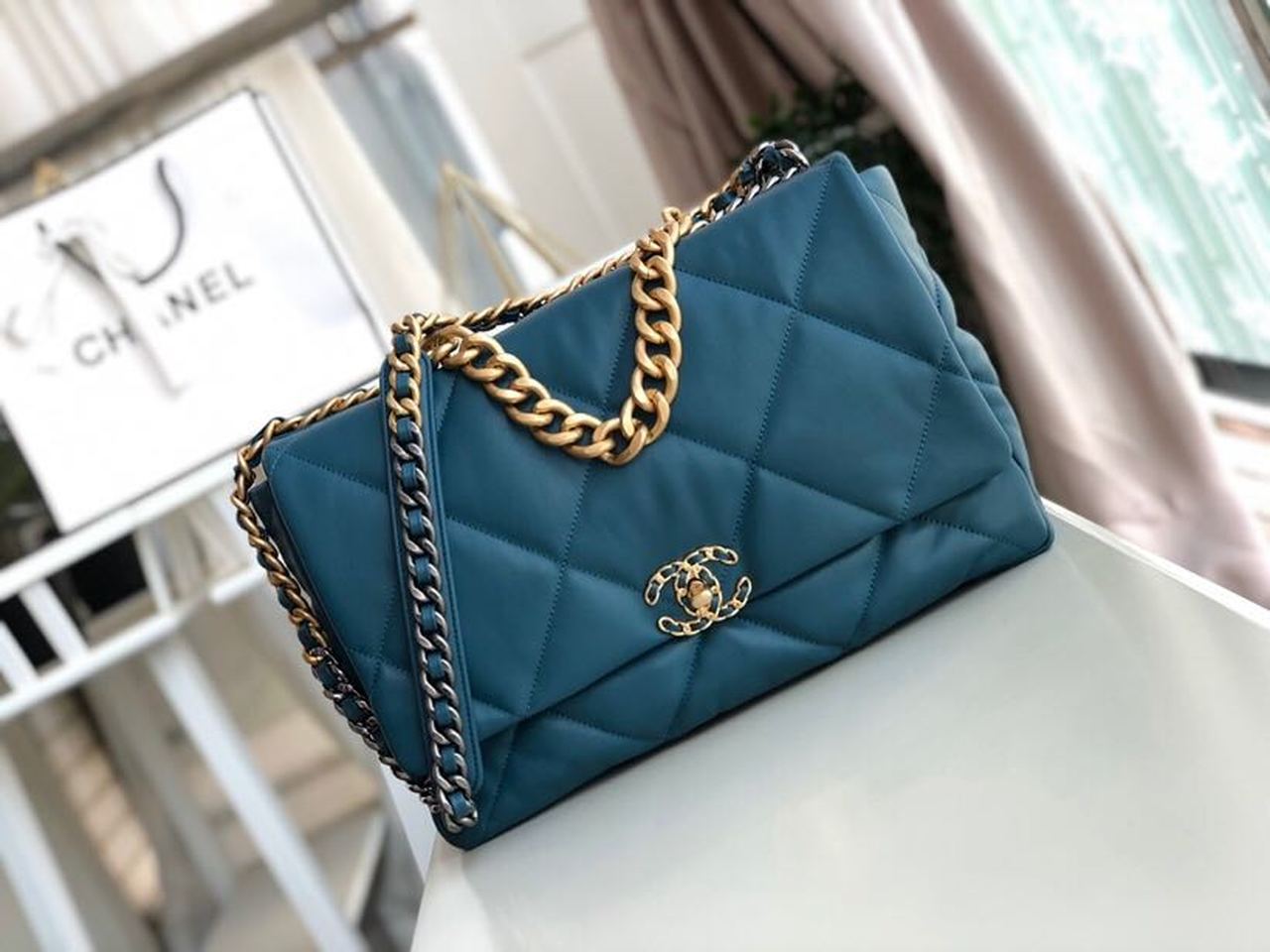 Chanel Maxi Teal Crossbody Bag
