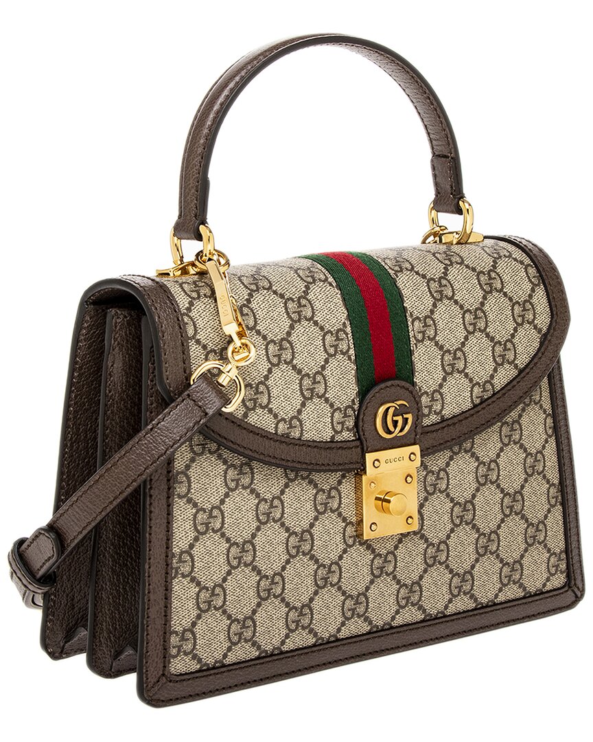 Gucci Ophidia Small Gg Supreme Canvas & Leather Top Handle Bag