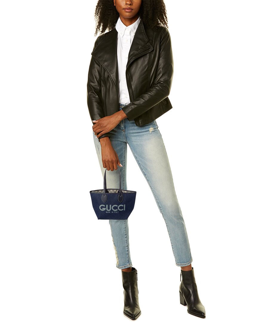 Gucci Totissima Small Reversible Denim & Leather Tote