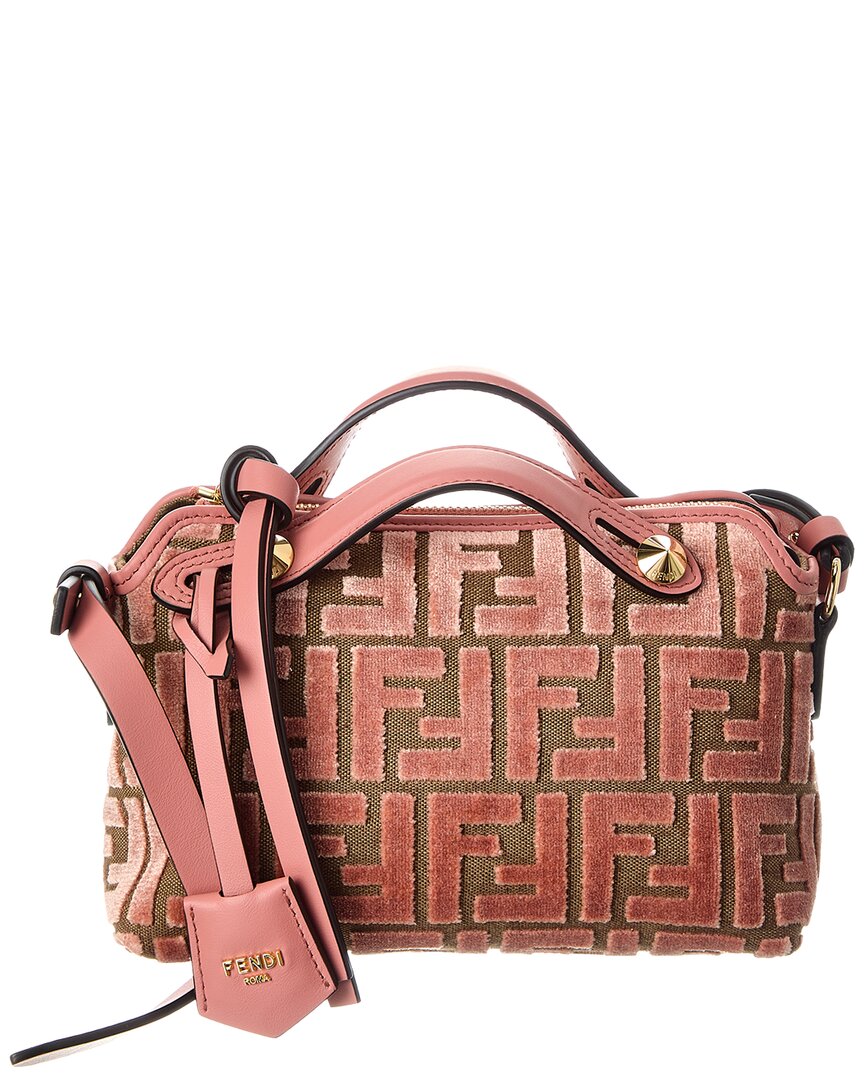 Fendi Handbag By The Way Soft Velvet & Shoulder Leather Pink Mini Shoulder Bag