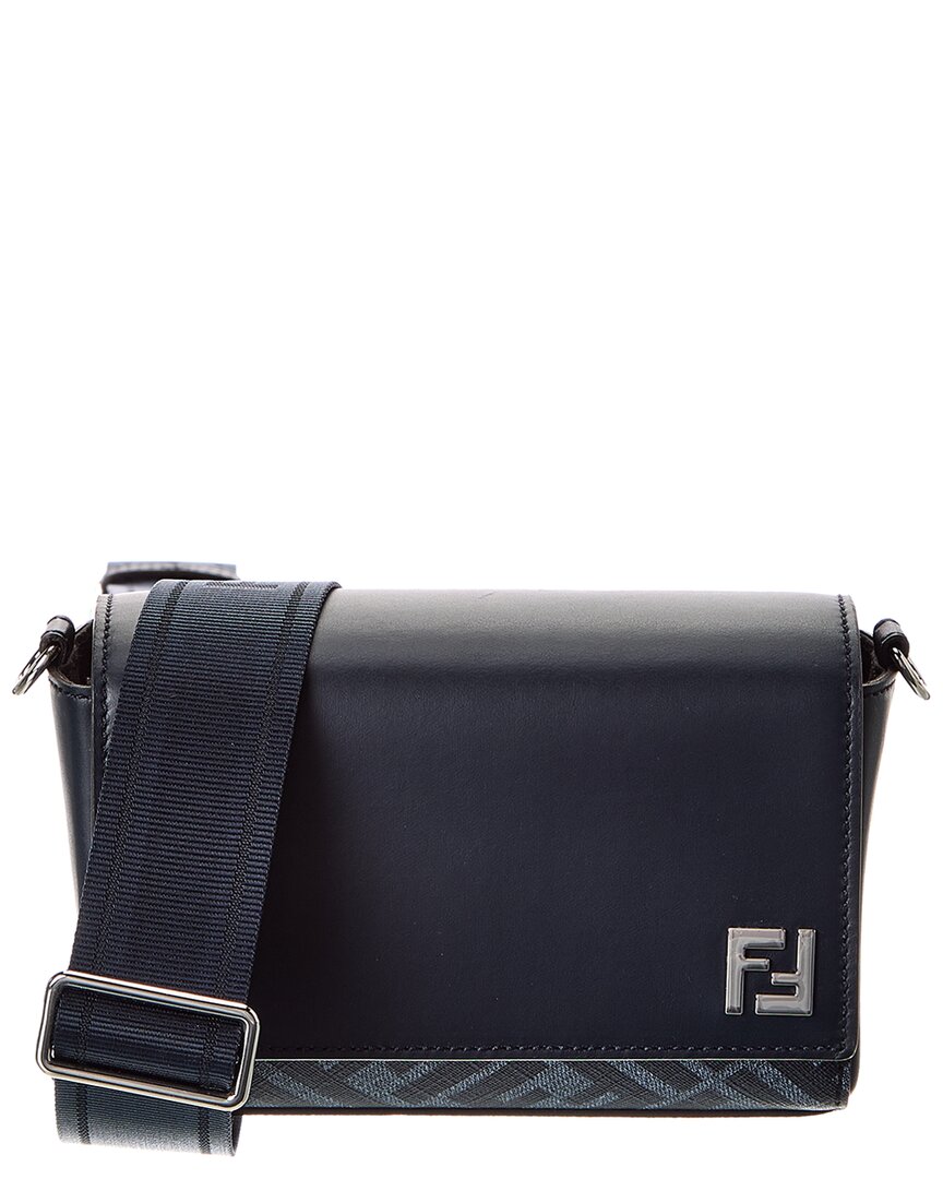 Fendi Handbag Squared Ff & Shoulder Bag 2 Canvas Blue