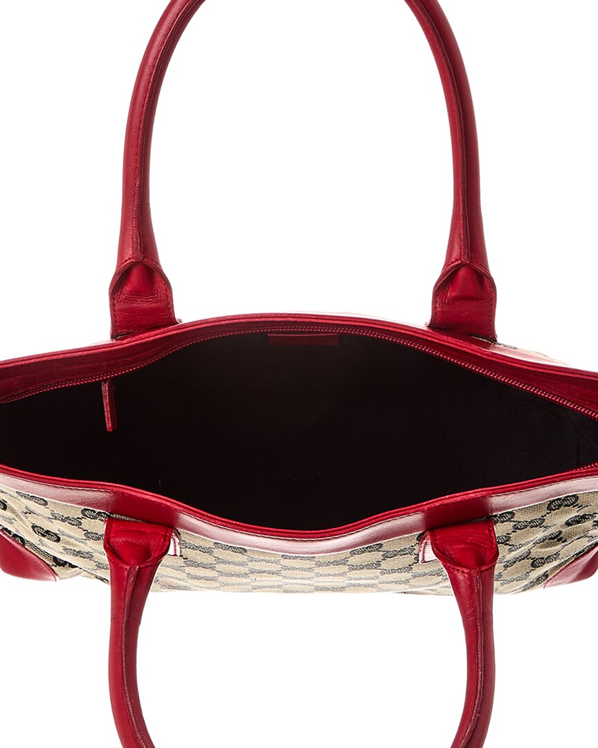 Gucci Navy Gg Canvas & Red Leather Campus Tote